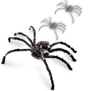 Halloween Animatronics 4 Ft Crawling Spider - 48 inch Animated Decorations with Sound & Sensor Activated Creepy Sound, Move, Light Up Eyes, Haunted Scary Decor Horror Spooky...