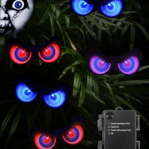 Halloween Decorations, Flashing Peeping Eyes, Spooky Animated LED Eyes, Dark Activite, Halloween Glowing Decorations, Outdoor Halloween Decor (5 Pack)