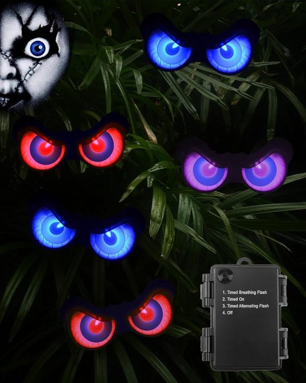 Halloween Decorations, Flashing Peeping Eyes, Spooky Animated LED Eyes, Dark Activite, Halloween Glowing Decorations, Outdoor Halloween Decor (5 Pack)