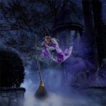 Halloween Decorations Outdoor - 12FT Animated Hovering Witch Animatronics - Sound & Touch Activated Sensor - Animatronic Scary Props House Decor for Garden Yard Lawn Outside...