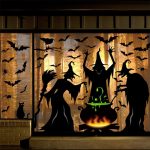 Halloween Decorations Window Clings Decor, Extra Large 3 Witches with Black Cat Bat Spider Cauldron Silhouette Halloween Window Stickers Indoor, School Home Office Party...