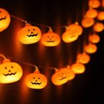 Halloween Pumpkin String Lights - 20 LED 9.8 FT 3D Cute Waterproof Orange Jack-O-Lantern Battery Operated Lights, 2 Modes Steady/Flickering Lights for Indoor Outdoor Decor Party...