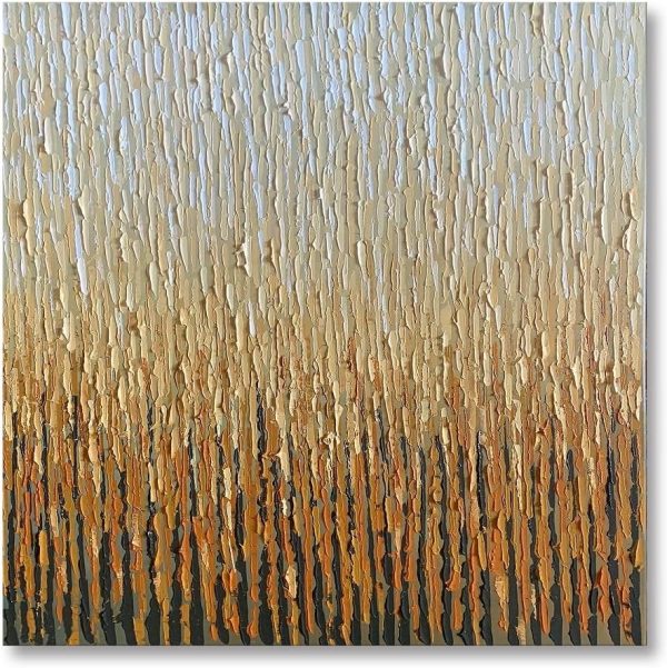 Hand Painted Brown Abstract Canvas Wall Art Contemporary Modern Textured Oil Painting for Living Room Bedroom Office Decor