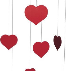 Happy Hearts (Valentine) Hanging Mobile - 16 Inches Plastic - Handmade in Denmark by Flensted