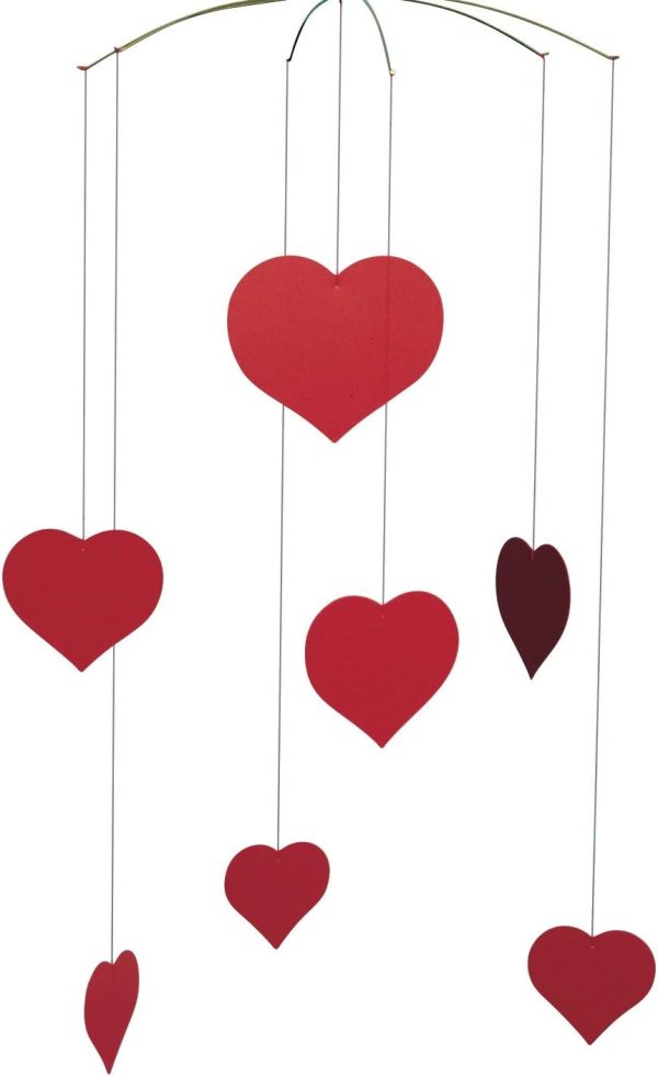 Happy Hearts (Valentine) Hanging Mobile - 16 Inches Plastic - Handmade in Denmark by Flensted