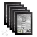 HappyHapi 4x6 Picture Frame Set of 5, Photo Frames for 4x6 Pictures Wall Gallery Black 4x6 Frames Tabletop or Wall Mount Display for Prints, Photos, Paintings, Landscape and...