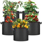 HealSmart Plant Grow Bags 5 Gallon, Tomoato Planter Pots 5-Pack with Handles, Aeration Nonwoven Fabric, Heavy Duty Gardening Planter for Vegetable, Herbs and Flowers, Black