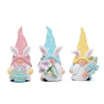 Hodao 3 PCS Easter Gnomes Décor, Resin Bunny Handmade Spring Easter Gnomes/ Elf Gifts for Kids/Women/Men Easter Decorations for The Home Party