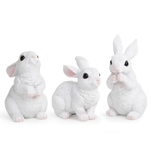 Hodao Easter Decor Resin Furry Rabbits - Easter Set - Unique Handcrafted Design - Add Warmth and Festivity to Your Holidays - Perfect Home Decoration - Gift of Choice(3pcs)…