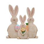 Hodao Spring Rabbit Figurines Tabletopper Decors for Party Home Holiday Cute Bunny Easter Day Decorations, Set of 3