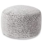 HOMBYS Unstuffed Ottoman Pouf Cover,Round Faux Fur Foot Stool, Fuzzy Chair, Floor Bean Bag(No Filler),Foot Rest with Storage for Living Room, Bedroom, Office, Brushing Flowers...