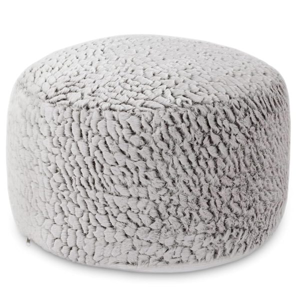 HOMBYS Unstuffed Ottoman Pouf Cover,Round Faux Fur Foot Stool, Fuzzy Chair, Floor Bean Bag(No Filler),Foot Rest with Storage for Living Room, Bedroom, Office, Brushing Flowers...