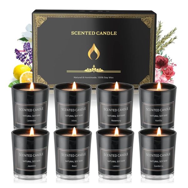 Home Scented Candles, 8 Pack Aromatherapy Jar Candles Smoke-Free Strong Fragrance Long Lasting, 8 Fragrances Scented Candles Gift Set for Women, Perfect for Valentine Birthday...