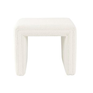 HomePop Modern Channel Tufted Ottoman Home Décor|Ottoman for Living Room & Bedroom - Cream Boucle