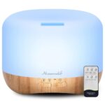 Homeweeks 300ml Essential Oil Diffuser, Quiet Aromatherapy Mist Diffusers for Essential Oils, Wood Grain Ultrasonic Oil Diffuser with Remote Control,Timer, 7 Colors Light for...