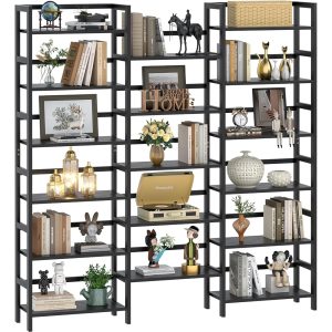 Homykic Bamboo Triple Wide 6-Tier Bookshelf and Bookcase, 6ft Tall Bookshelves with 17 Open Display Shelves, Super Large Freestanding Book Shelf for Home Office, Bedroom, Living...