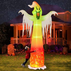 Hourleey 9 FT Halloween Inflatables Outdoor, Halloween Blow Up Yard Decorations with Built-in LED Lights for Indoor Outdoor Party Garden Lawn Clearance (Ghost)