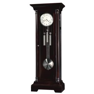 Howard Miller Silverstein Floor Clock II 549-040 – Black Coffee Home Decor, Grandfather Timepiece with Cable-Driven Triple-Chime Movement