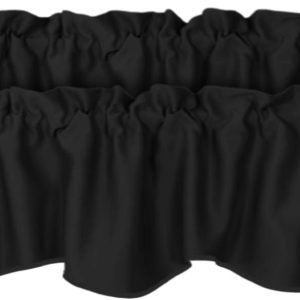 H.VERSAILTEX 2 Panels Blackout Curtain Valances for Kitchen Windows/Living Room/Bathroom Privacy Protection Rod Pocket Decoration Scalloped Winow Valance Curtains, 52" W x 18"...