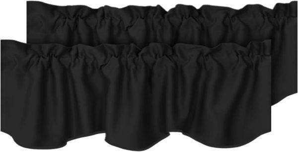 H.VERSAILTEX 2 Panels Blackout Curtain Valances for Kitchen Windows/Living Room/Bathroom Privacy Protection Rod Pocket Decoration Scalloped Winow Valance Curtains, 52" W x 18"...