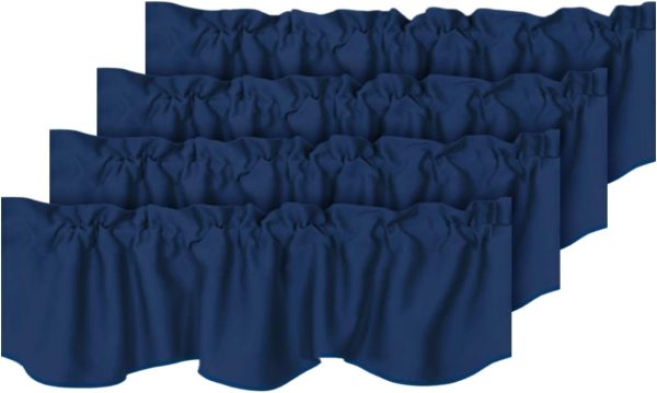 H.VERSAILTEX 4 Panels Blackout Curtain Valances for Kitchen Windows/Living Room/Bathroom Privacy Protection Rod Pocket Decoration Scalloped Winow Valance Curtains, 52" W x 18"...