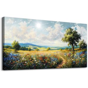 hyidecorart Nature Field Scenery Abstract Painting Framed Wall Art For Living Room Bedroom Wall Decor Pictures Artworks Modern Wall Decorations For Office Canvas Prints Home Art...