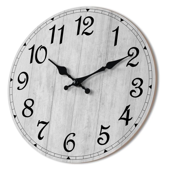 HYLANDA Wall Clock 14 Inch, Gray Wall Clocks Battery Operated Silent Non Ticking, Vintage Rustic Wooden Clocks Decorative for Kitchen Bathroom, Living Room, Bedrooms, Dining...