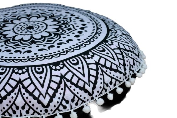 ICC 32 Inch Floor Pillows & Cushions Decorative Hippie Mandala Pouf Pillow Seating Meditation Cushion Bohemian Throw Cover Large Boho Ottoman Case Pillowcase for Couch Round...