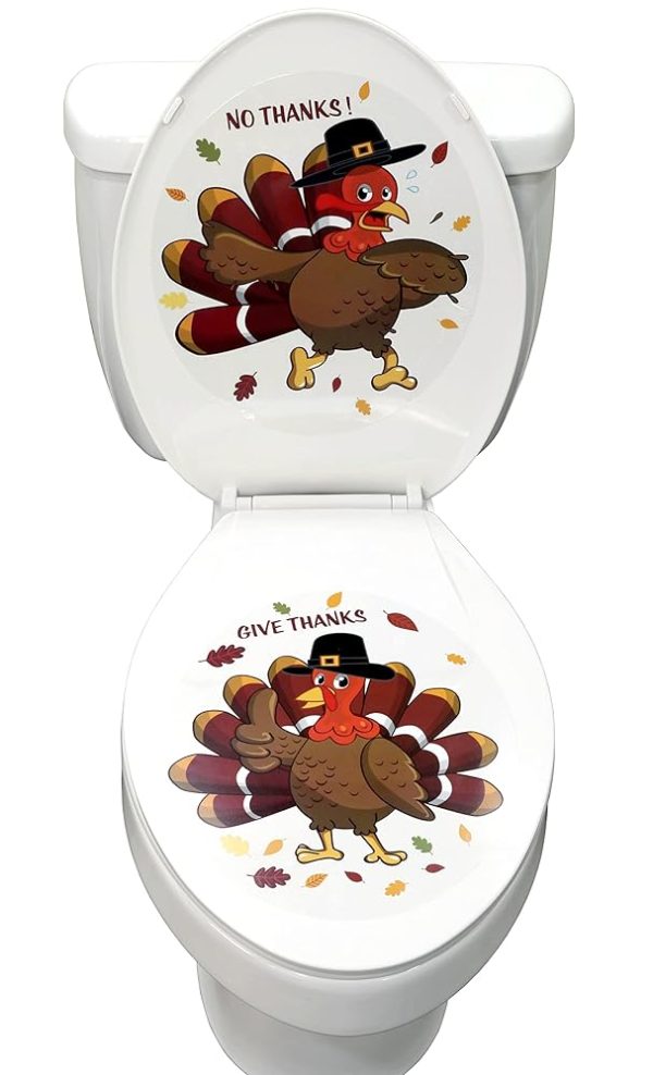 Iconikal 2-Piece Toilet Seat Cling Decoration Set, Thanksgiving Turkey