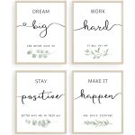 Inspirational Wall Art Office Decor, Motivational UNFRAMED Wall Art Prints for Bedroom,Living Room,Office,Classroom, Set of 4, 8"x10"