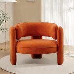 INZOY Mid Century Modern Accent Chair with Velvet Fabric, Comfy Sherpa Accent Chair with Montage Design, Upholstered Boucle Armchair Barrel Chair for Living Room Bedroom...