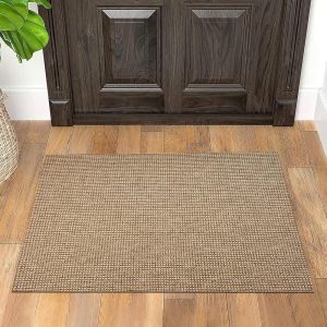 IOHOUZE Small Area Rug 2'x3' Washable Boho Rugs for Entryway Rubber Backing Kitchen Rugs Indoor Outdoor Doormat Throw Rug Floor Carpet for Entrance Kitchen Bathroom, Natural/Brown