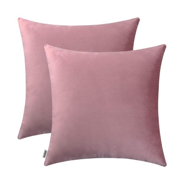 Jeneoo Comfy Decor Velvet Throw Pillow Covers for Home Sofa Decorative Square Couch Cushion Cases (Dusty Rose, 18 x 18 Inches, 2 Pieces)