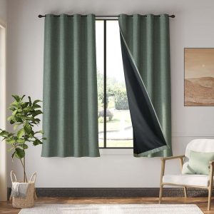 jinchan 90% Blackout Curtains for Bedroom, Linen Textured 72 Inch Curtains for Living Room, Grommet Room Darkening Drapes, Thermal Insulated Luxury Window Treatments, 2 Panels...