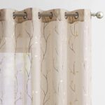 jinchan Beige Sheer Linen Curtains for Bedroom, 84 Inch Length Floral Embroidered Semi Sheer Privacy Drapes for Living Room Embroidery Voile Transparent Grommet Window...