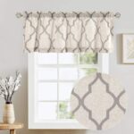 jinchan Moroccan Valance Curtains for Kitchen Living Room Quatrefoil Linen Textured Window Valance Geometry Lattice Small Window Curtains Semi-Sheer Valance Rod Pocket 1 Panel...