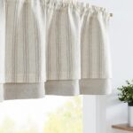 jinchan Striped Linen Valance Curtain Blackout Kitchen Valance for Windows Double Layer Valance for Living Room 18 Inch Striped Print Farmhouse Window Valance Overlay Valance 1...