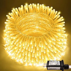 JMEXSUSS 200 LED Christmas String Lights Indoor Outdoor, Connectable Warm White Christmas Lights Clear Wire, 66 Ft Twinkle Fairy String Lights Plug in for Bedroom Wedding...