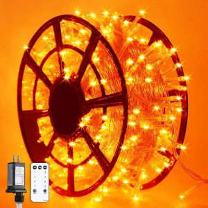 JMEXSUSS 600 LED Orange Lights Outdoor Waterproof, Orange Halloween Outdoor String Lights Plug in Orange Christmas Fall Lights for Indoor Room Party Tree Yard Halloween Fall...