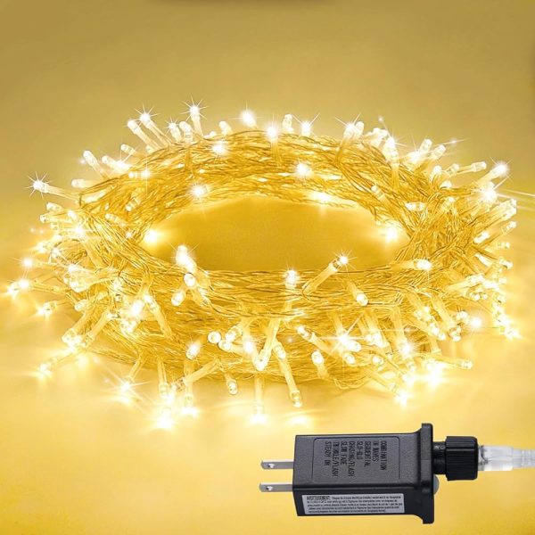 JMEXSUSS Warm White Indoor String Lights for Bedroom, Christmas String Lights 8 Modes Twinkle Fairy Lights Plug in, 33ft 100 LED Christmas Lights Outdoor Waterproof