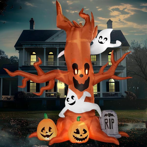 Joiedomi 8 FT Halloween Inflatable Scary Tree with Ghost, Pumpkin and Tombstone, Blow Up Inflatables with Build-in LEDs for Halloween Party Indoor, Outdoor, Yard, Garden, Lawn...