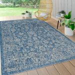 JONATHAN Y SMB100B-4 Tela Bohemian Textured Weave Floral Indoor/Outdoor Navy/Gray 4 ft. x 6 ft. Area-Rug, Coastal,Easy-Cleaning,HighTraffic,LivingRoom,Backyard, Non Shedding