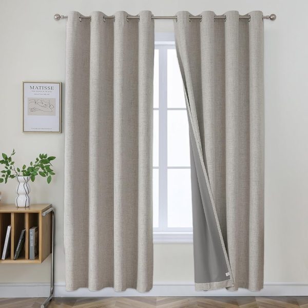 Joydeco Black Out Curtains 63 Inch Long, Curtains 63 Inch Length Textured Thermal Grommets Curtains, Room Darkening Curtains 63 Inches Long for Living Room Bedroom, (42x63 inch,...