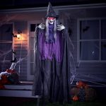 JOYIN 72” Hanging Flying Witch Halloween Decorations Outdoor Decor Animatronics, Animated Witch Sound Activated Light Up Eyes Party Garden Haunted House Front Porch Door Scary...