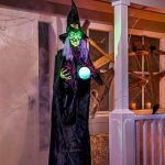 JOYIN 78” Witch Halloween Decorations Outdoor Halloween Witch Decor Animatronics Hanging Animated Flying Witch Magic Ball, Haunted House Front Porch Sound Activated Led Light Up...