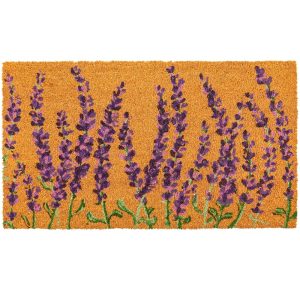 Juvale Floral Spring Coir Door Mat for Front Door, Entryway, 17x30 Lavender Flower Welcome Mat for Garden, Garage, Patio, Home, Porch Decor, Coco Coir Doormat