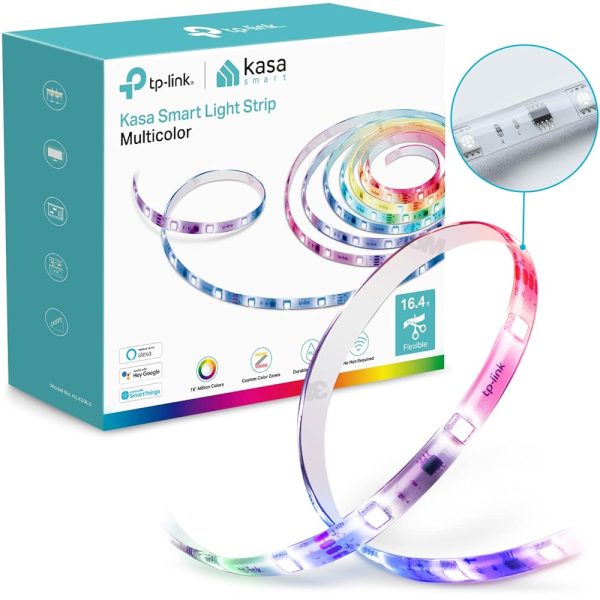 Kasa Smart LED Light Strip, 50 Color Zones RGBIC, 16.4ft Wi-Fi LED Strip Works w/ Alexa, Google Home & SmartThings, High Brightness, 16M Colors, PU Coating, Trimmable, 2 Yr...