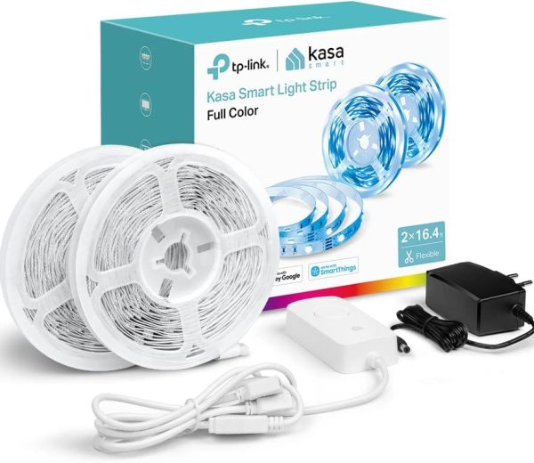 Kasa Smart LED Light Strip, RGB, 32.8ft(2 Rolls of 16.4ft.) Wi-Fi LED Strip Works w/ Alexa & Google Assistant,High Brightness, Trimmable, Up to 25,000 Hours,2Yr Warranty...