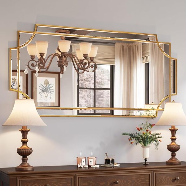 Kelly Miller 24"x48" Large Gold Mirror for Wall, Gold Traditional Wall Mirror Art Decorative Mirror Beveled Full Length Mirror Home Decor for Bathroom Living Room Bedroom...