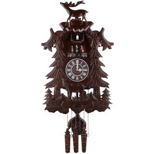 Kendal Vivid Large Deer Handcrafted Wood Cuckoo Clock with 4 Dancers Dancing with Music